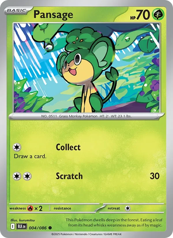 Pansage 004/86 Black Bolt Pokémon card