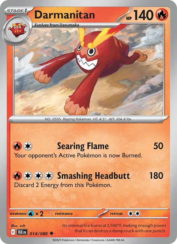 Darmanitan 014/86 Black Bolt Pokémon card