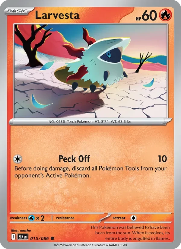Larvesta 015/86 Black Bolt Pokémon card
