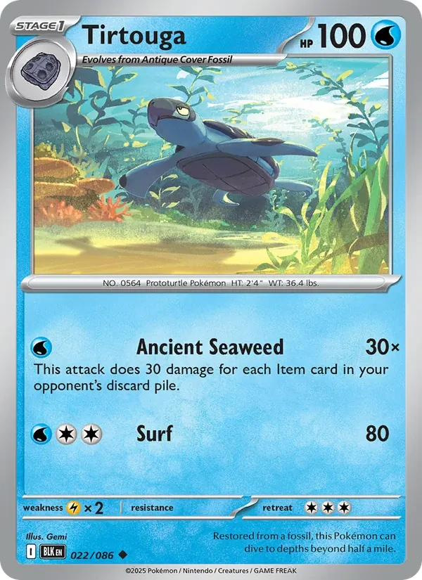 Tirtouga 022/86 Black Bolt Pokémon card