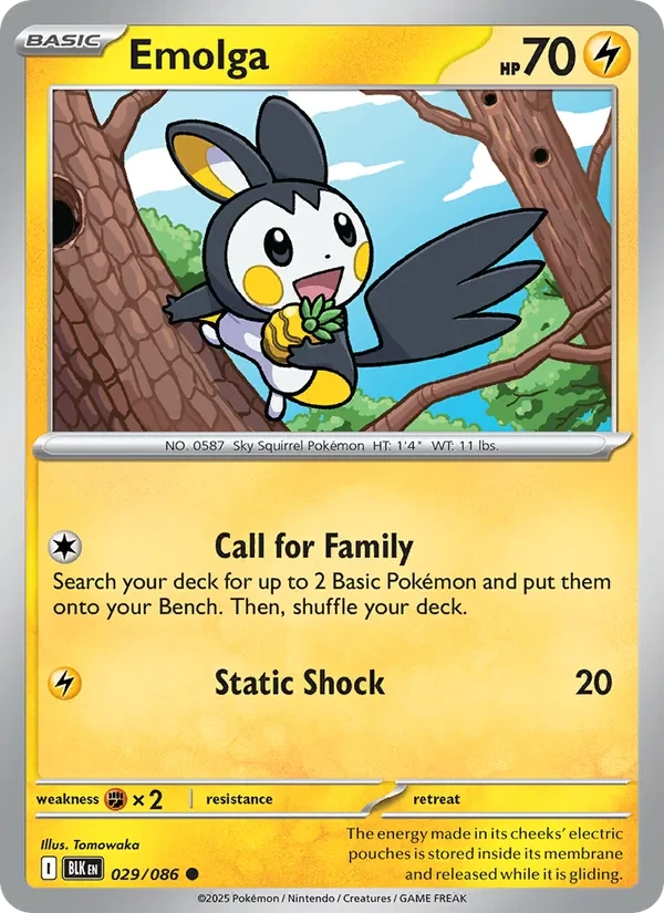 Emolga 029/86 Black Bolt Pokémon card