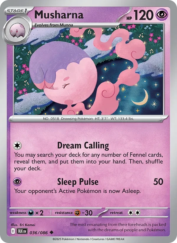 Musharna 036/86 Black Bolt Pokémon card