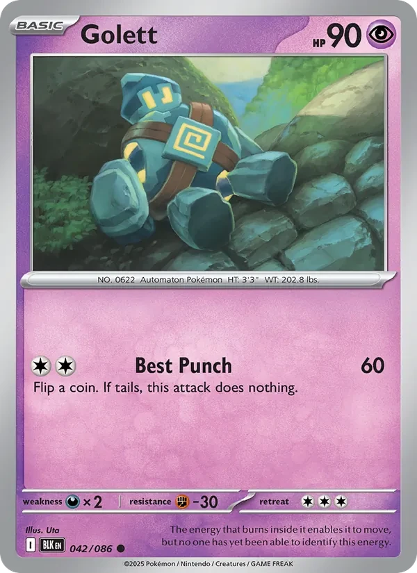 Golett 042/86 Black Bolt Pokémon card