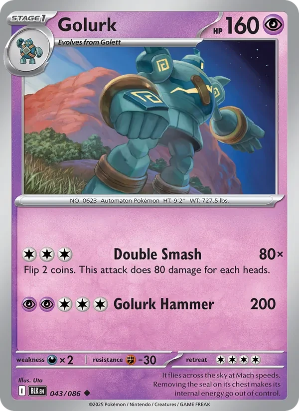 Golurk 043/86 Black Bolt Pokémon Karte
