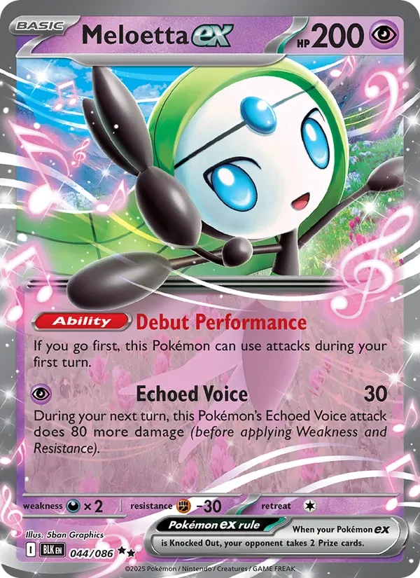 Meloetta ex 044/86 Black Bolt Pokémon Karte