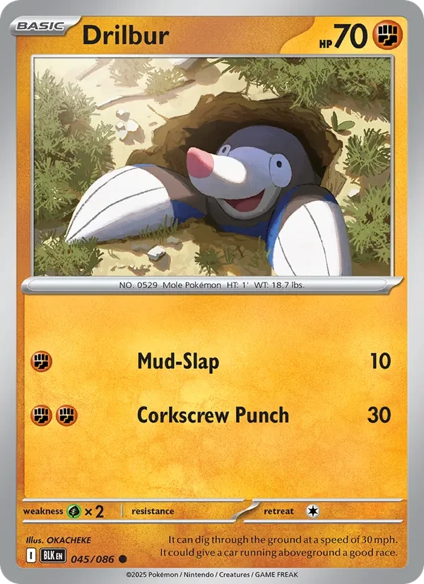Drilbur 045/86 Black Bolt Pokémon card