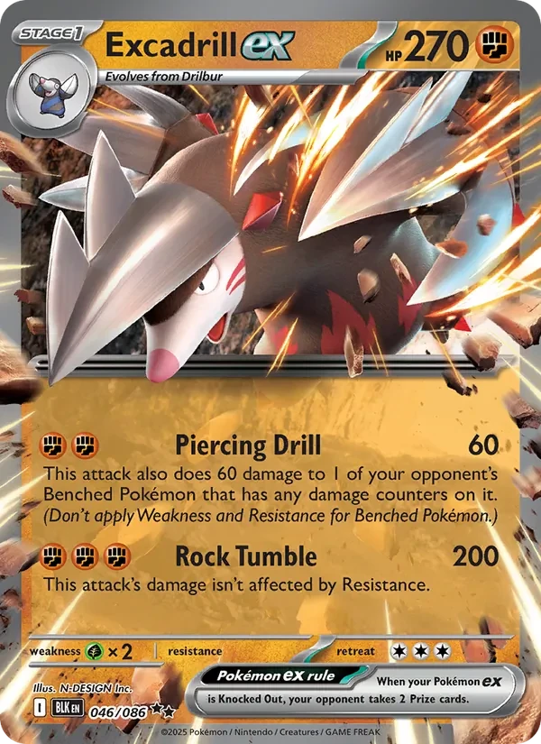 Excadrill ex 046/86 Black Bolt Pokémon card
