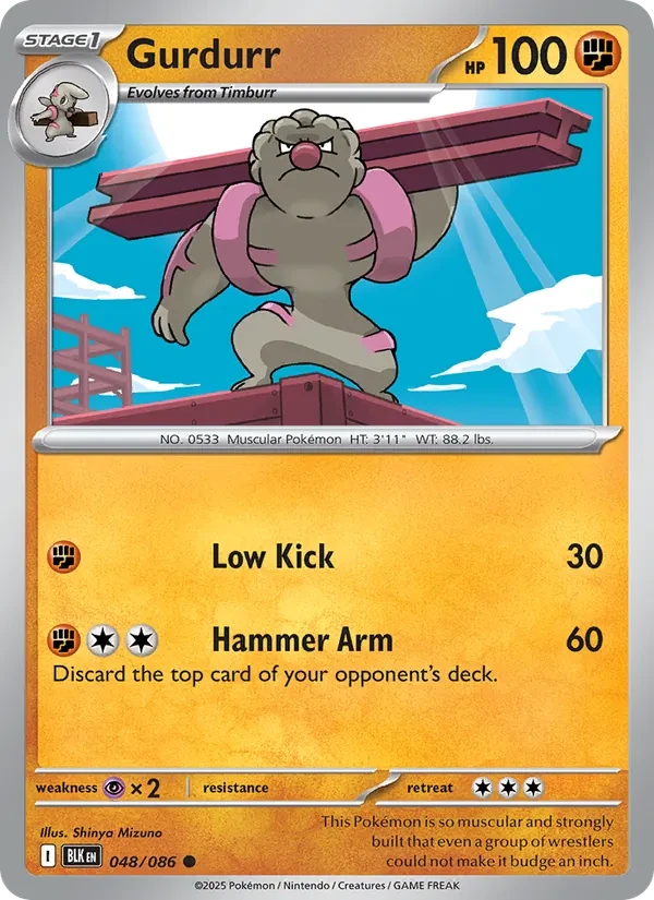 Gurdurr 048/86 Black Bolt Pokémon card