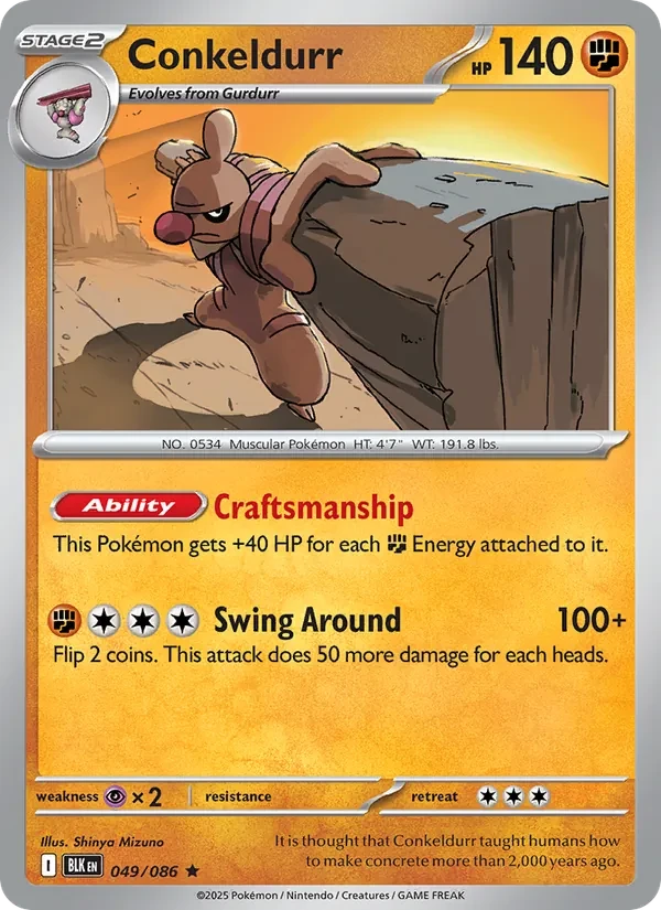 Conkeldurr 049/86 Black Bolt Pokémon card
