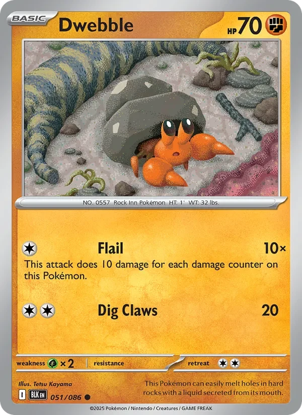 Dwebble 051/86 Black Bolt Pokémon Karte