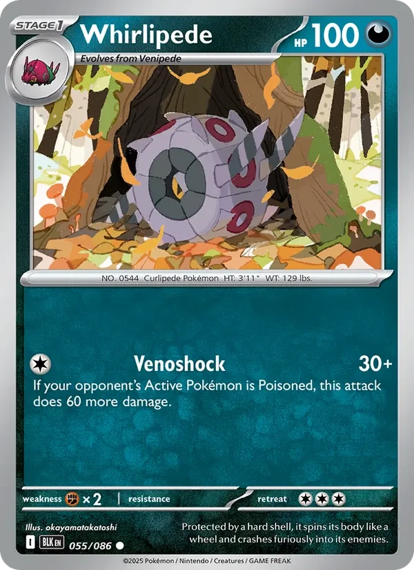 Whirlipede 055/86 Black Bolt Pokémon Karte