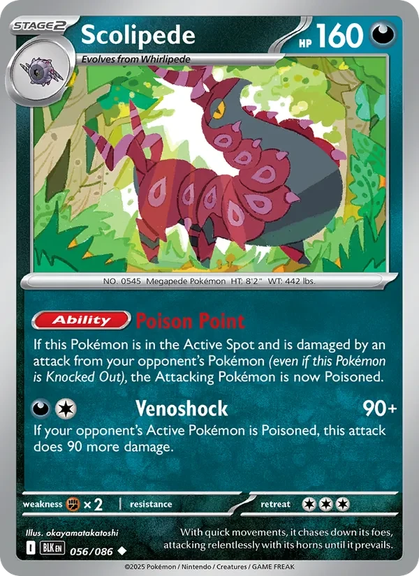 Scolipede 056/86 Black Bolt Pokémon card