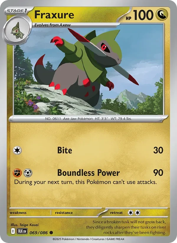 Fraxure 069/86 Black Bolt Pokémon card