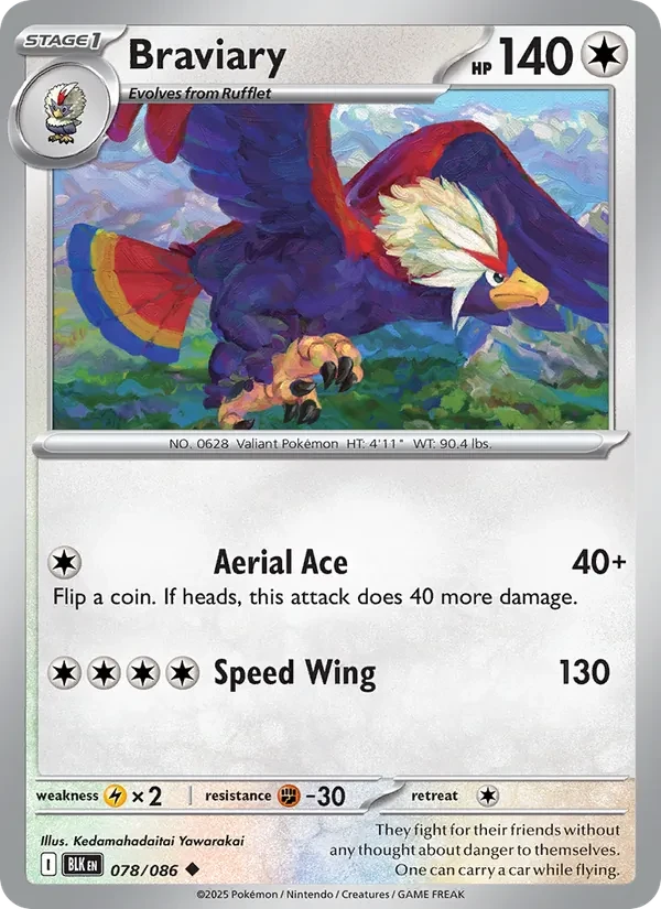 Braviary 078/86 Black Bolt Pokémon card