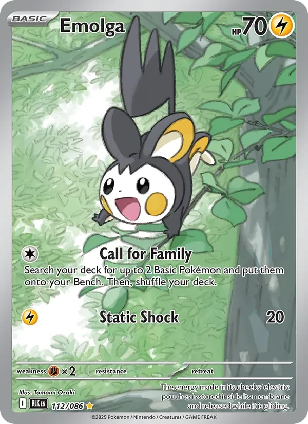 Emolga 112/86 Black Bolt Pokémon card