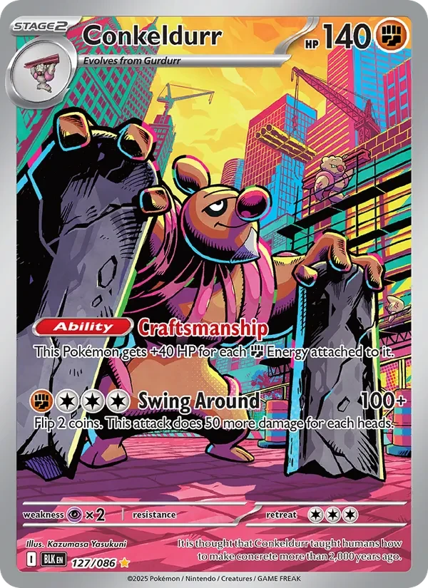 Conkeldurr 127/86 Black Bolt Pokémon card
