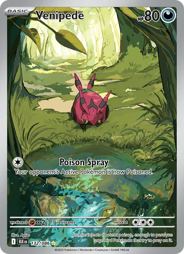 Venipede 132/86 Black Bolt Pokémon card