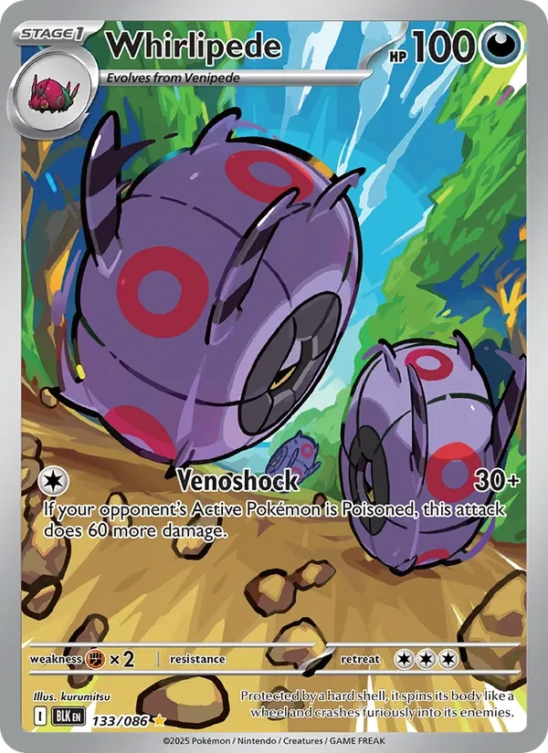 Whirlipede 133/86 Black Bolt Pokémon card