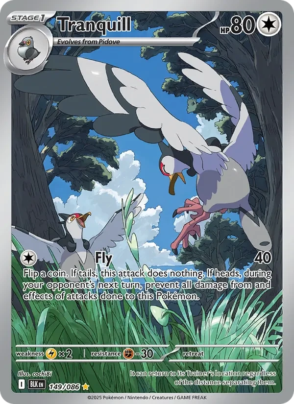 Tranquill 149/86 Black Bolt Pokémon card