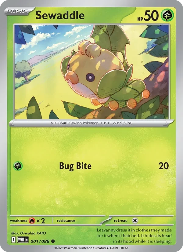 Sewaddle 001/86 White Flare Pokémon card