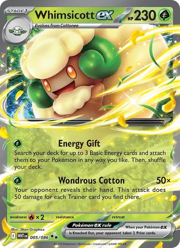 Whimsicott ex 005/86 White Flare Pokémon card