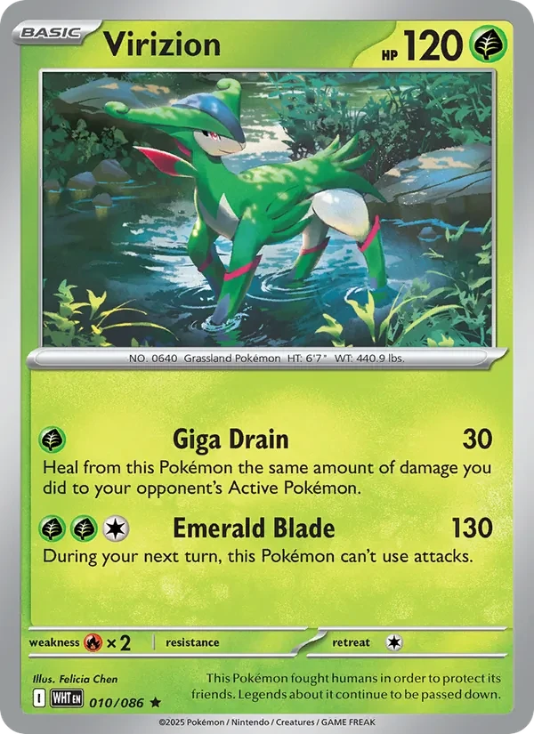 Virizion 010/86 White Flare Pokémon card