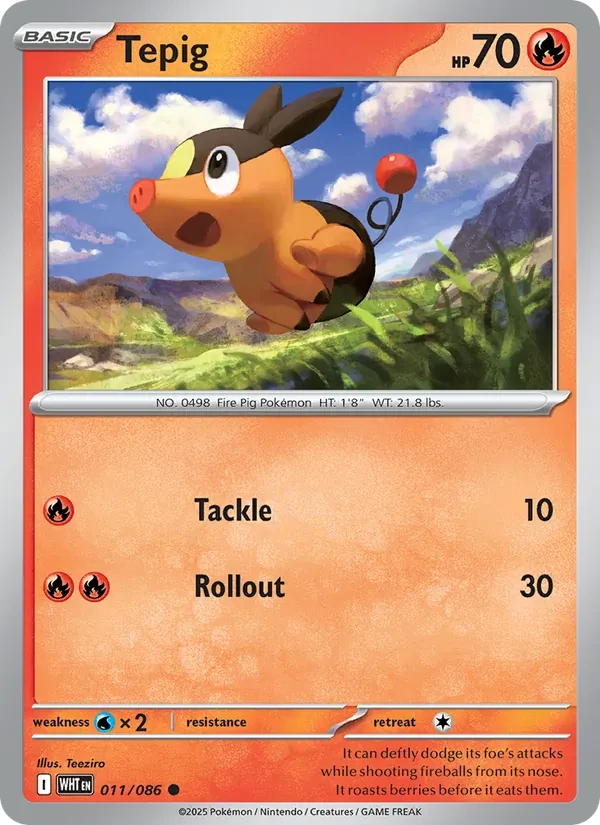 Tepig 011/86 White Flare Pokémon card