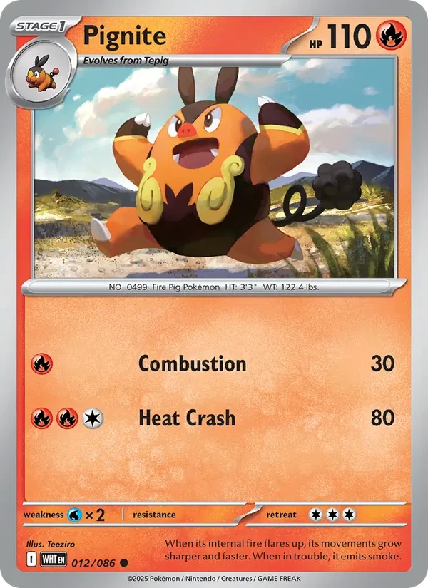 Pignite 012/86 White Flare Pokémon Karte