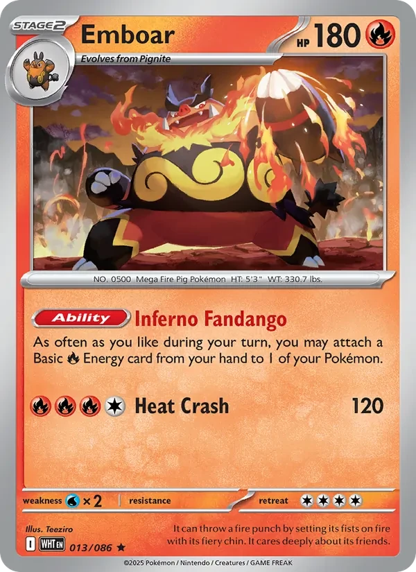 Emboar 013/86 White Flare Pokémon Karte