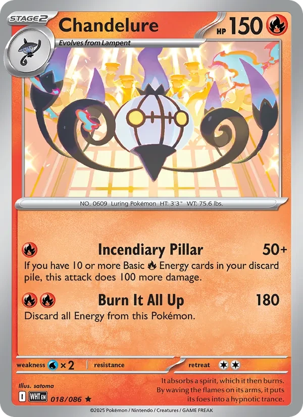 Chandelure 018/86 White Flare Pokémon card