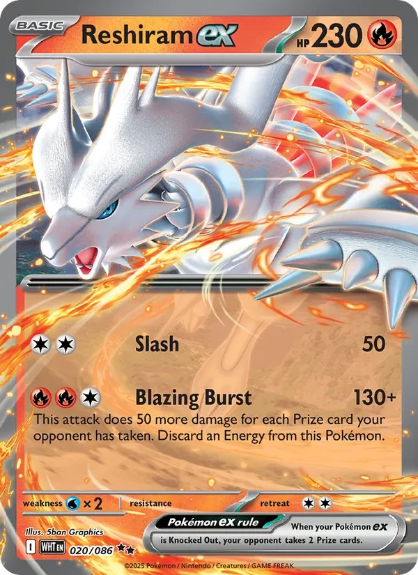 Reshiram ex 020/86 White Flare Pokémon card