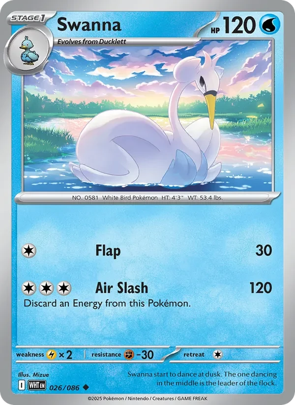 Swanna 026/86 White Flare Pokémon card