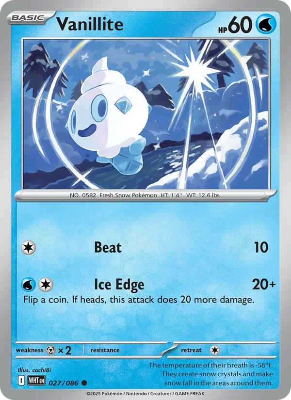 Vanillite 027/86 White Flare Pokémon card