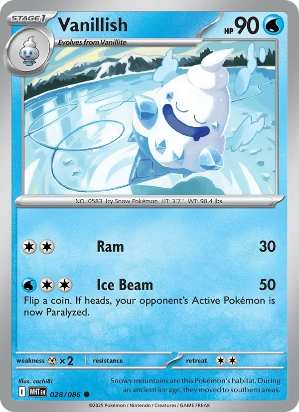 Vanillish 028/86 White Flare Pokémon card