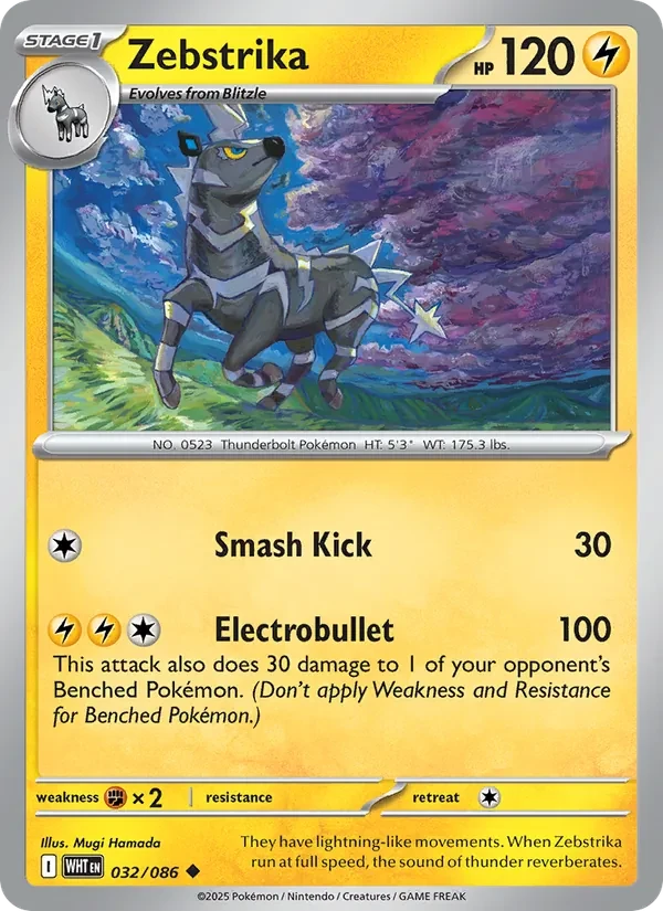 Zebstrika 032/86 White Flare Pokémon card