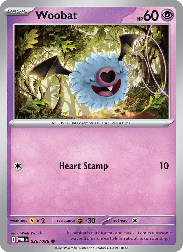 Woobat 036/86 White Flare Pokémon card