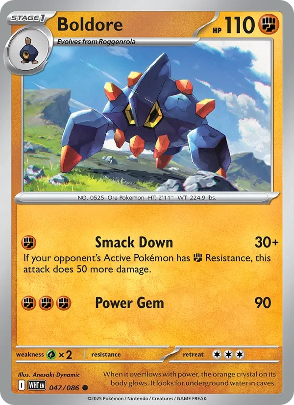 Boldore 047/86 White Flare Pokémon Karte