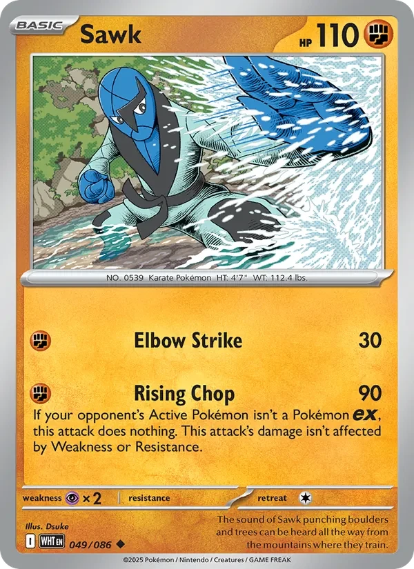Sawk 049/86 White Flare Pokémon card