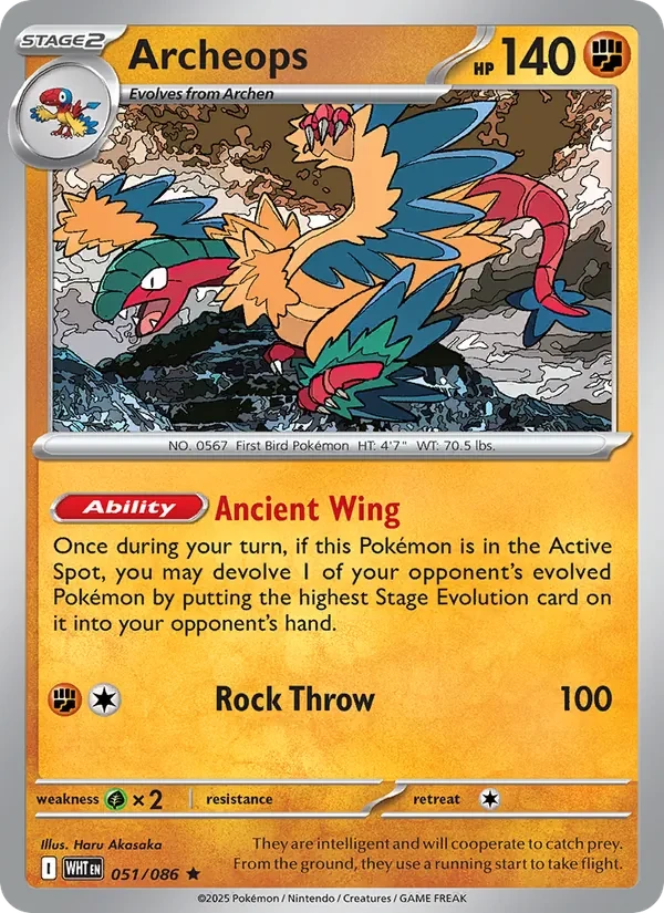 Archeops 051/86 White Flare Pokémon card