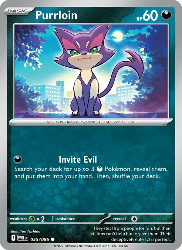 Purrloin 055/86 White Flare Pokémon card