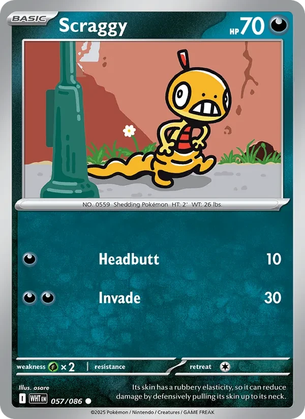 Scraggy 057/86 White Flare Pokémon card