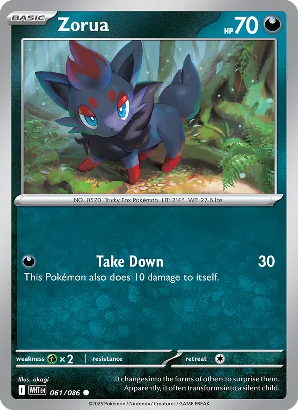 Zorua 061/86 White Flare Pokémon card