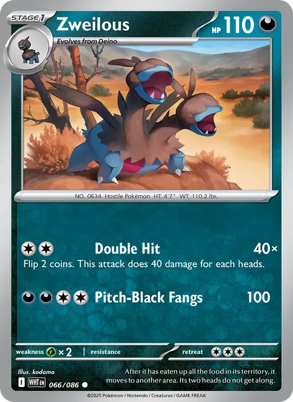 Zweilous 066/86 White Flare Pokémon card