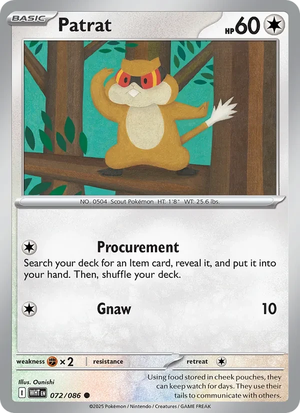 Patrat 072/86 White Flare Pokémon card