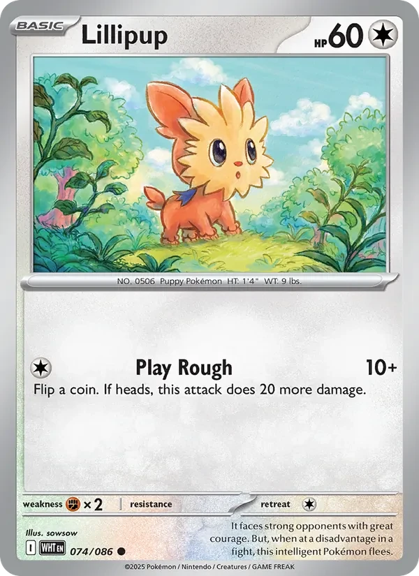 Lillipup 074/86 White Flare Pokémon card