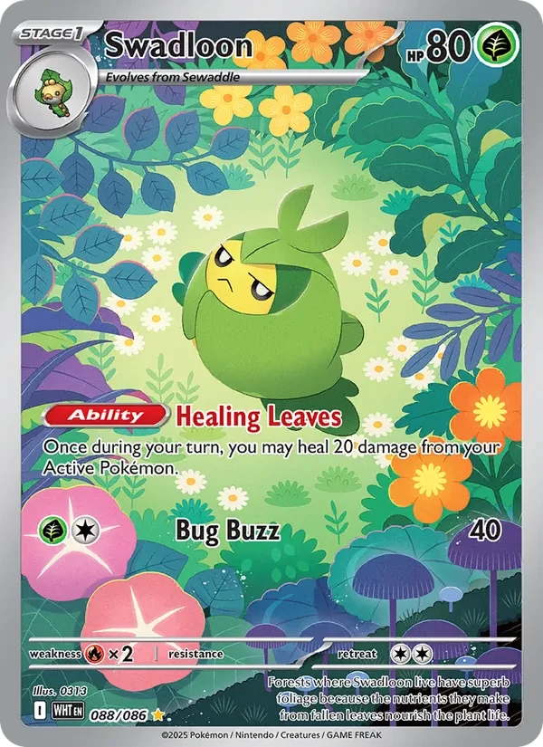Swadloon 088/86 White Flare Pokémon card