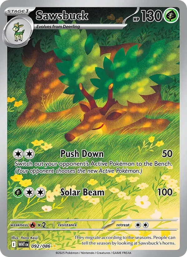 Sawsbuck 092/86 White Flare Pokémon card