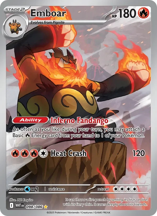 Emboar 098/86 White Flare Pokémon card