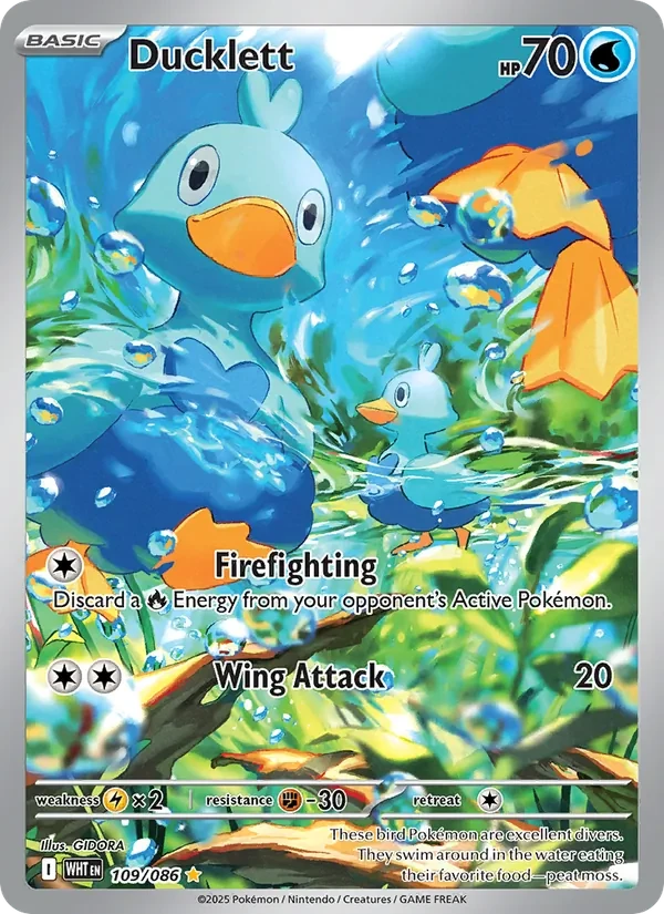 Ducklett 109/86 White Flare Pokémon card