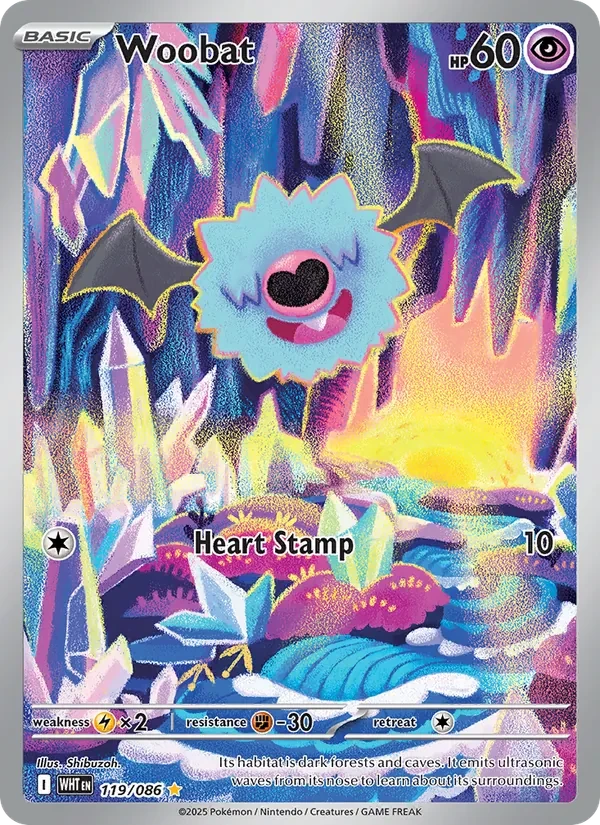 Woobat 119/86 White Flare Pokémon card